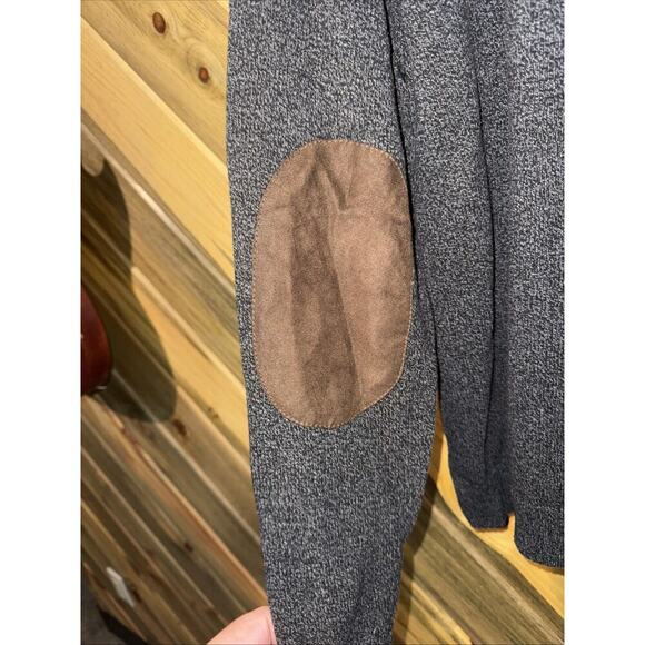 CHAPS Men's 1/4 Button Pullover Sweater Gray W/Elbow Patches Size XLarge Regular - Picture 6 of 7